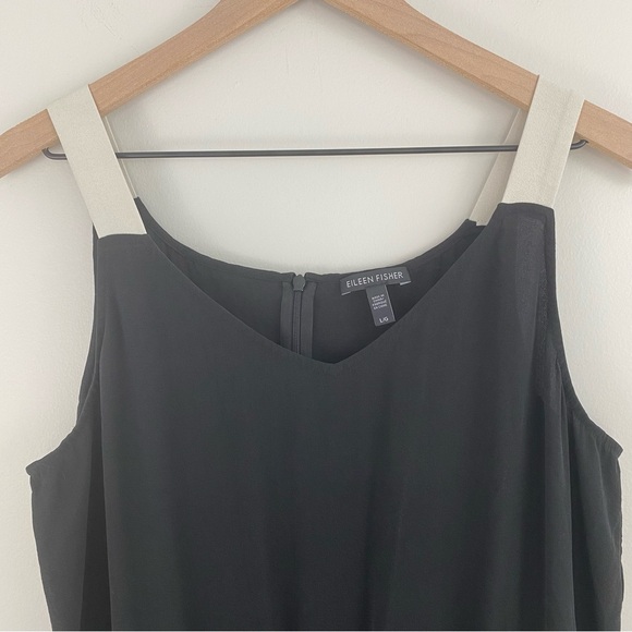 Eileen Fisher Black Silk Georgette Crepe Drawstring Jumpsuit - Picture 3 of 12